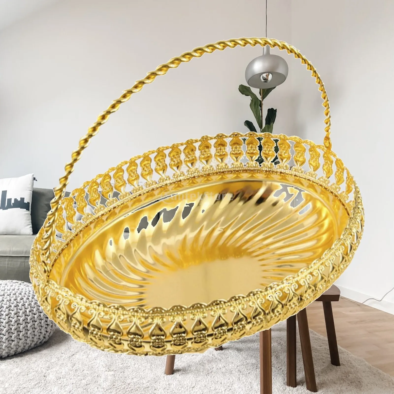 Minimalist Oval Fruit Plate Gold Metal Snack Dish Jewelry Storage Tray for Home Table Organizer