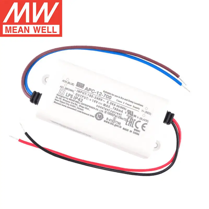 Tai Wan MEAN WELL APC-12-700  700mA 12.6W  Constant current Single Output Switching Power Supply LED Driver Brand New Original