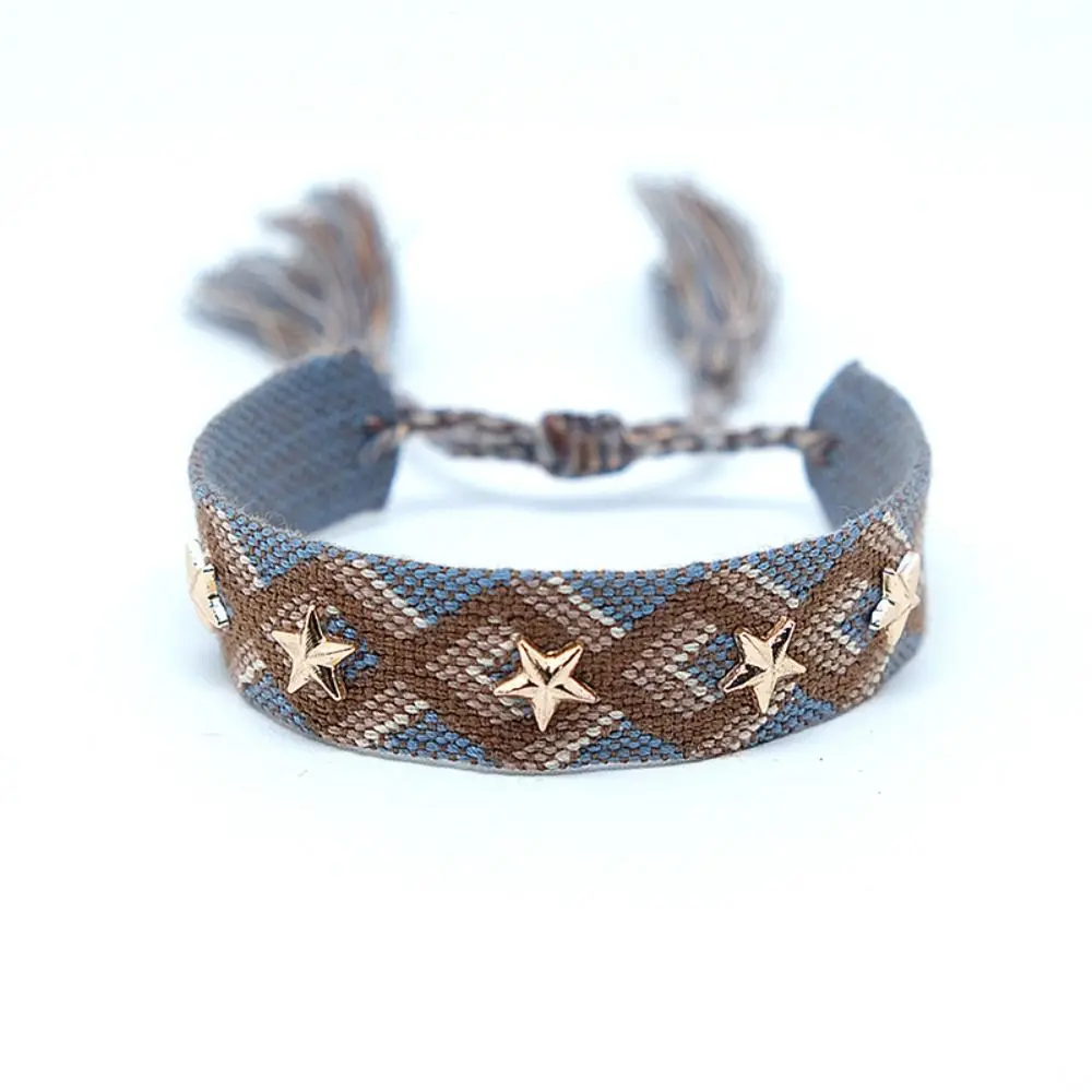 Polyester Handcrafted Bracelet With Woven Tassel Tassel Detail Bohemian Wristband Star/Heart Accent Fashion Accessory