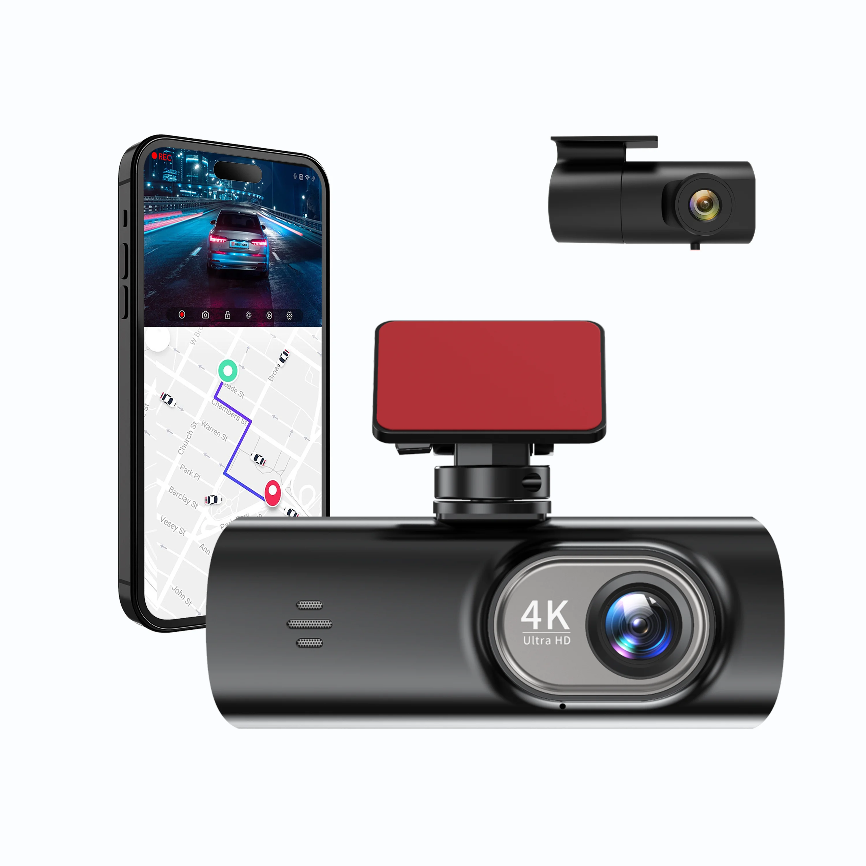 

High Quality 4k Car Camera Dash Camera Dual Dash Camera Wifi with Global Positioning System Tracking Ultra Wide Field of View