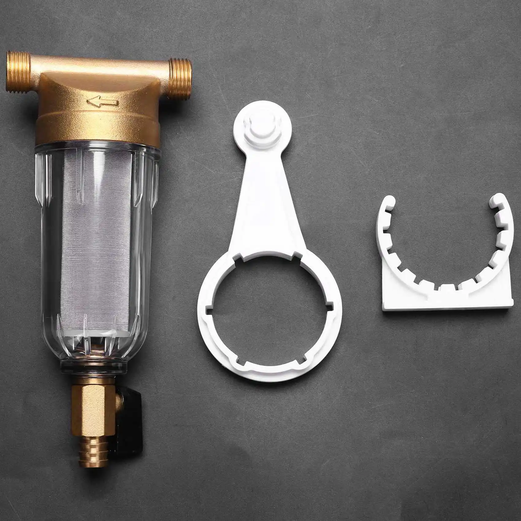 TAIGH-2X 4 Split-Mouth Water Filters Front Purifier Copper Lead Pre-Filter Backwash Remove Rust Contaminant Sediment Pipe