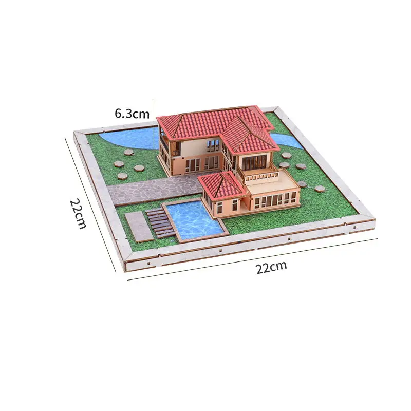 미니어처 정원 건물 풍경 컨테이너 조립식 집 조립 키트, 목재 건축 3D 퍼즐 장난감 선물, 1:200 체중계