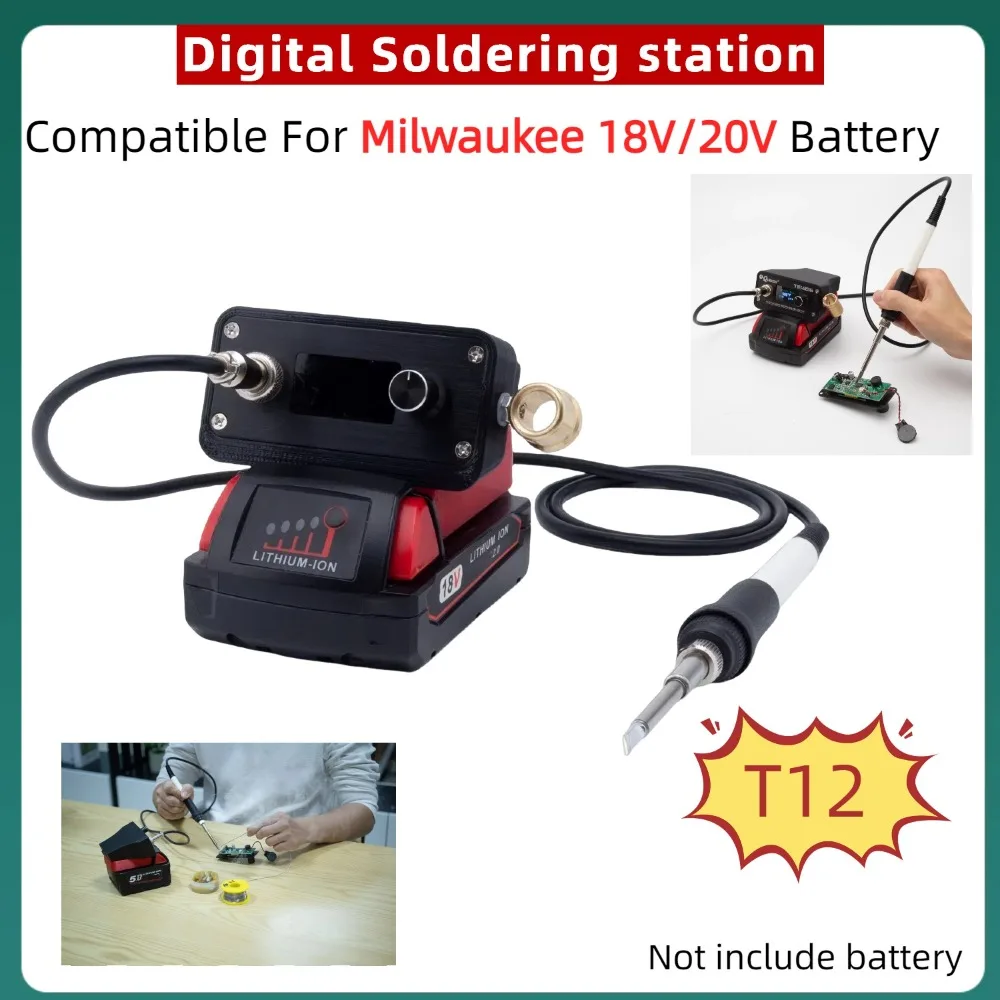 ferro de solda sem fio t12 para milwaukee 18v 20v bateria de litio portatil inteligente mesa de solda digital para reparo diy 01