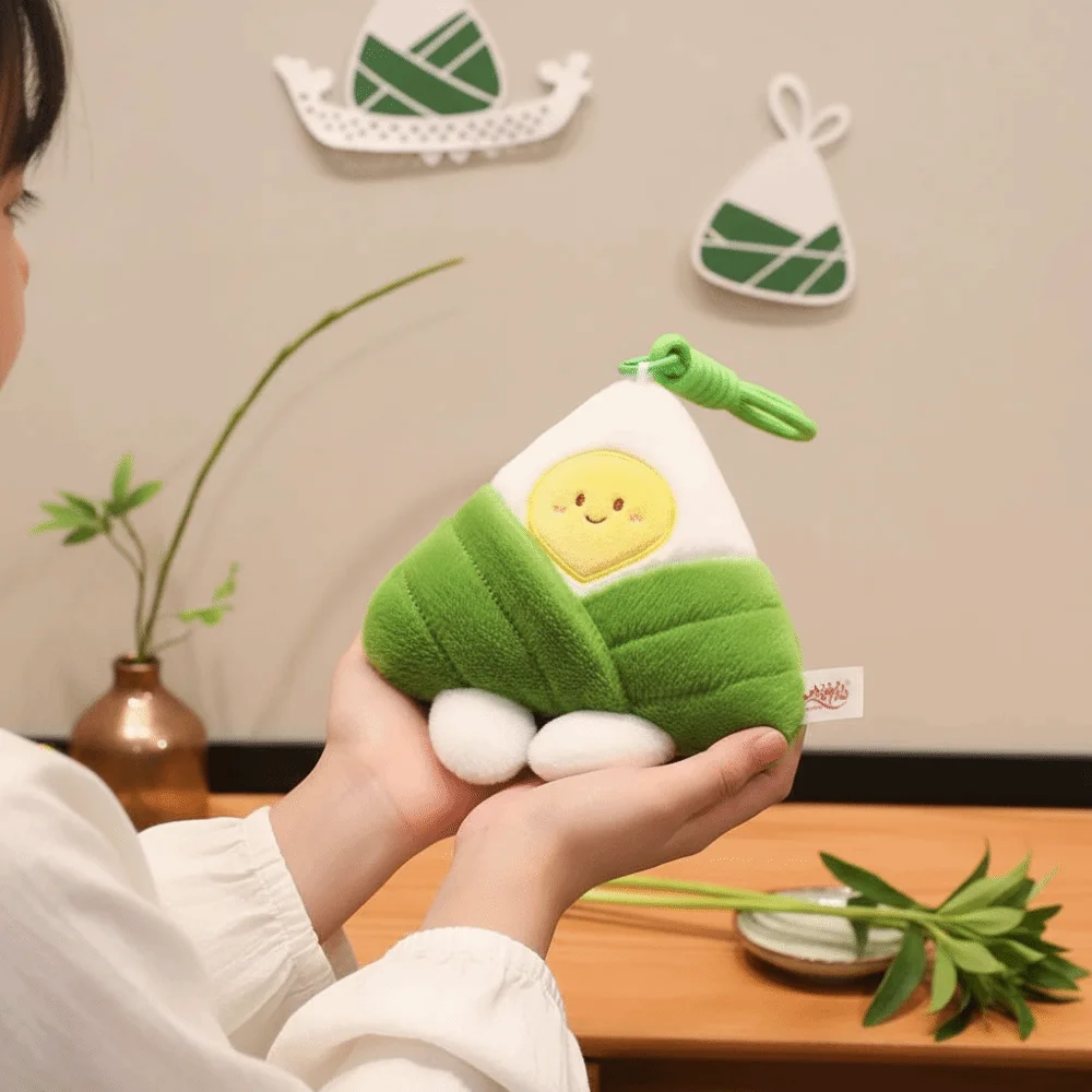 Ultra-Soft Velvet Cartoon Zongzi Plushie Eco-friendly Filling Vibrant Emerald Green Sticky Rice Dumpling Toy