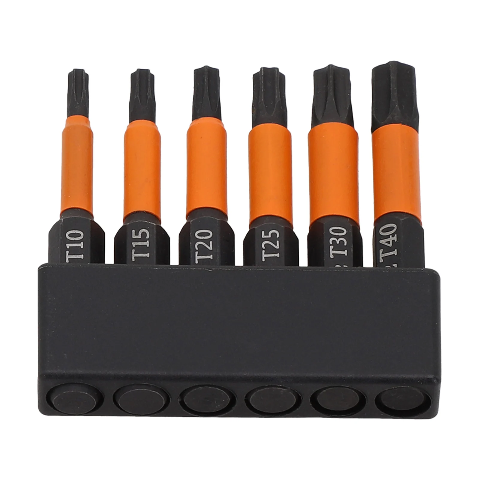 6pcs 50mm Torx Screwdriver Bit Orange Magnetic 1/4 Shank Screwdriver Bit Set T10-T40 Alloy Steel Solid Torx Screwdriver Bit