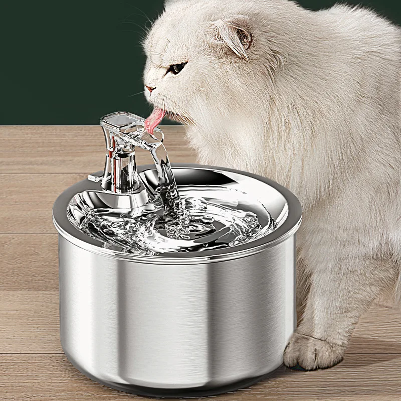 

STLFOver-Circulation Flow Pet Smart Stainless Steel Cat Automatic Filter Drinking Bowl Water Dispenser