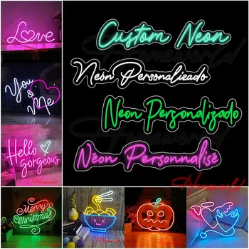 Personnalisé Enseigne Au Néon Lumière DIY Votre Propre Texte Logo LED Nuit Lampe Décor Chambre Mur Boutique Pub Jeu De Mariage Fête D'anniversaire Restaurant Memorial Day