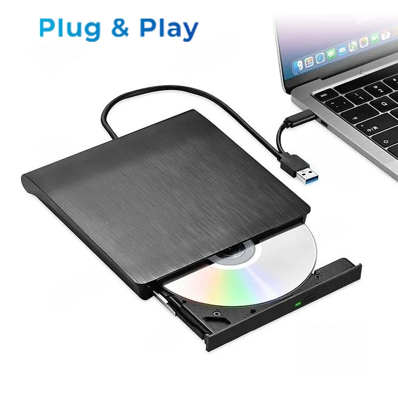 External USB 3.0 CD DVD RW Optical USB-C Portable Drive Reader Burner For Laptop PC Mac Windows 11 10 Linux OS