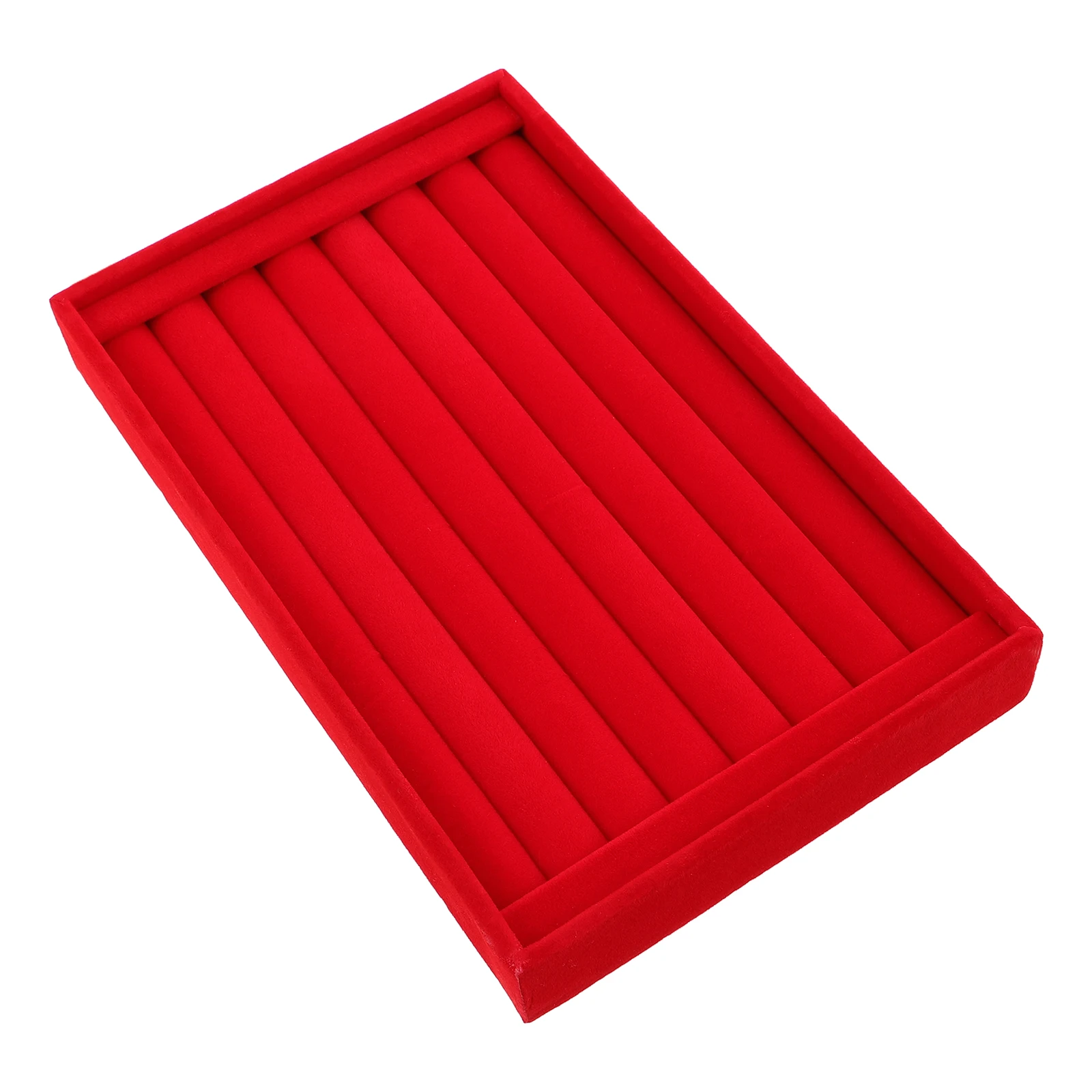 

Jewelry Display Box Earrings Organizer Stand Red Flannel Girls Holder Men Multifunctional Spacesaving Exhibitions Home Store
