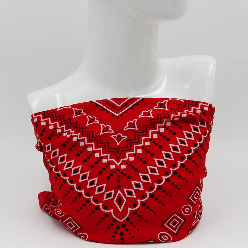 Red Big Size 68 CM Square Scarf Geometric Patterns Print Cotton  Bandana Headwear