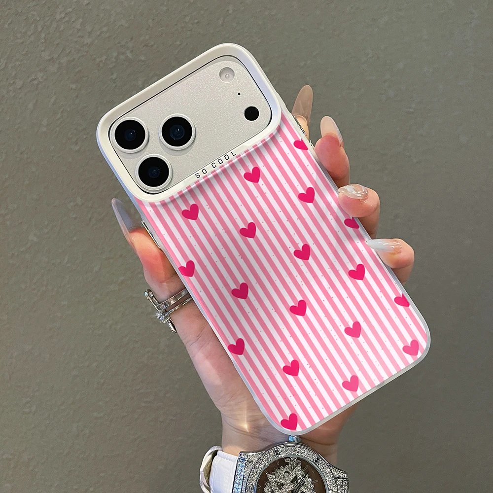 Gestreifte Herzen Luxus-Hülle für iPhone 17 15 16 14 Pro Max Case Plus für iPhone 13 11 12 ProMax XS XR XS 7 8 Plus 16E INS Hüllen – Detail 3