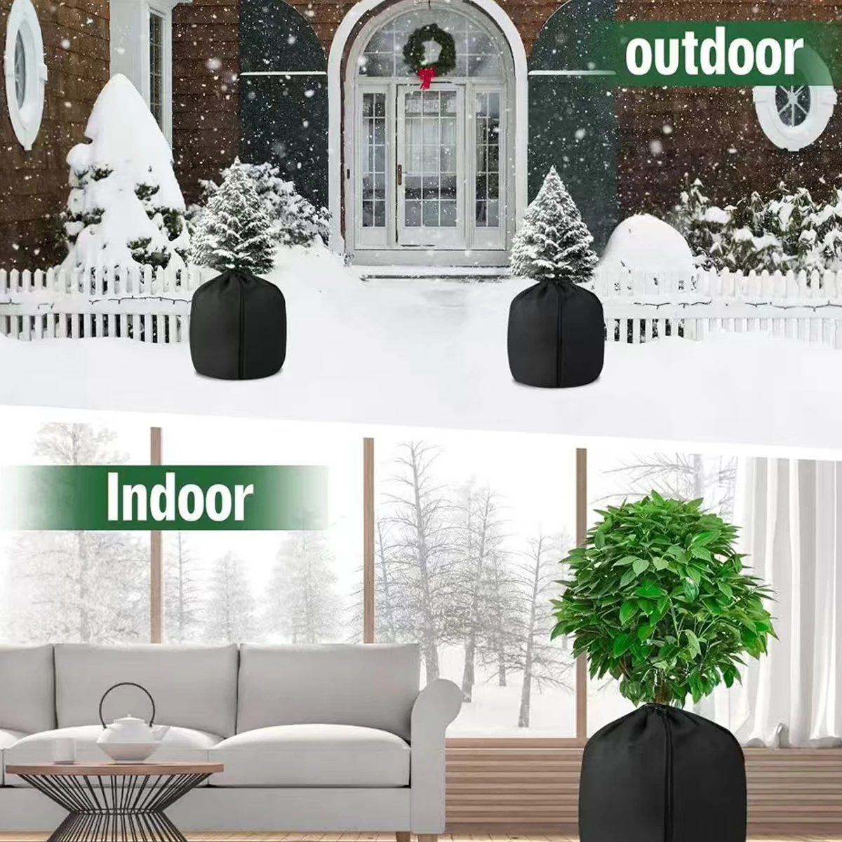 Winter Flower Pot Plant Protection Warm Cover With Zipper Drawstring Garden Protective Cap for Plants Protector Orchard Seedling