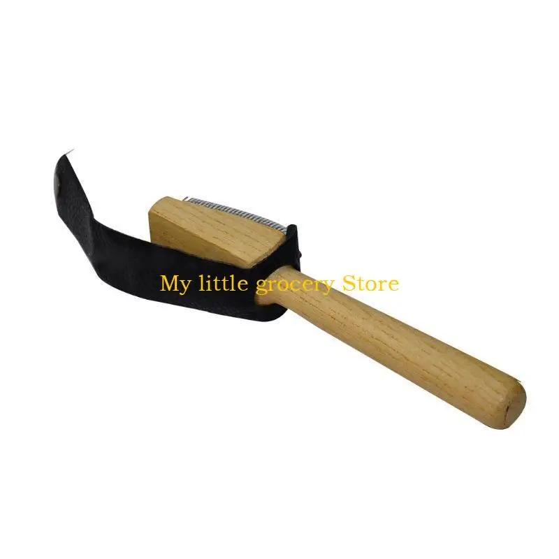 

D5BD Проволочная щетка для балетной танцевальной обуви, защитная крышка из искусственной кожи, деревянная ручка, замша для