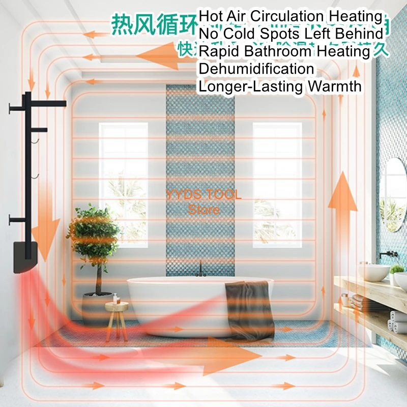 Calentador de toallas eléctrico para baño, calentador multifunción para el hogar, calentador de baño montado en la pared, esencial para baño de invierno