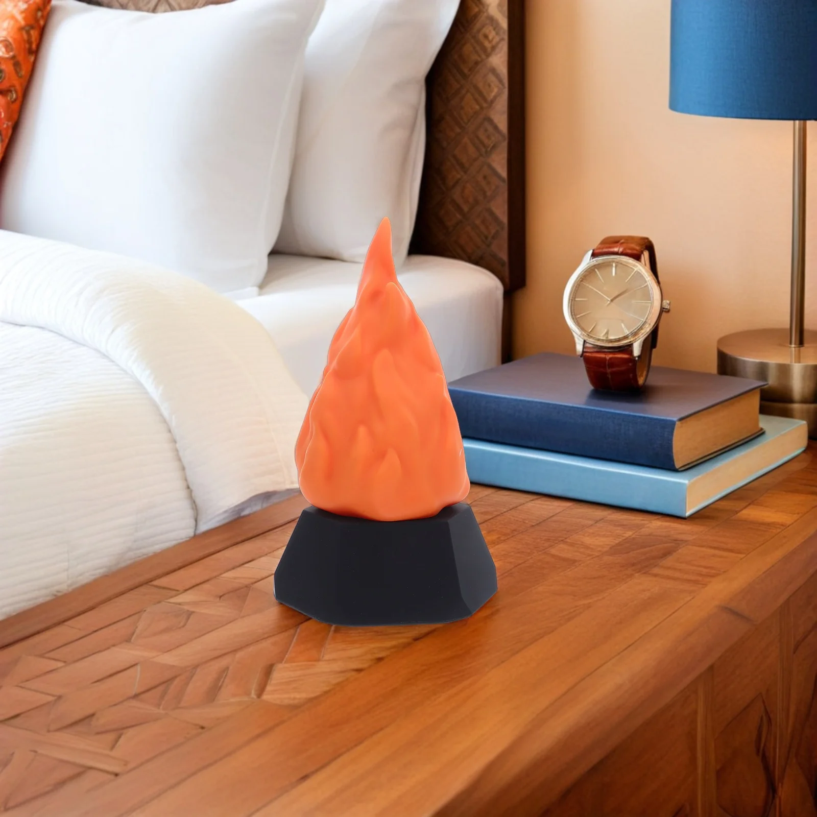 Fake Fire Night Light USB Rechargeable Flickering Flame Lamp 3 Adjustable Modes Realistic Flame Effect for Halloween Camping