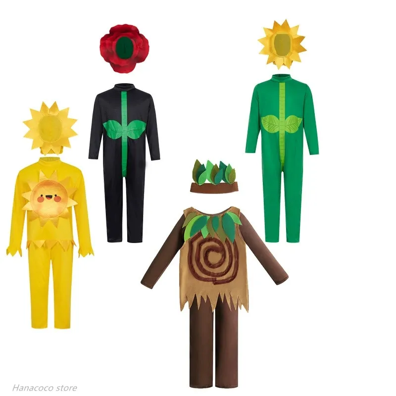 

Halloween children tree Flower rose plant costumes kids girl boy school acting performance Sunflower clothes party clothing