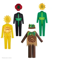 Halloween children tree Flower rose plant costumes kids girl boy school acting performance Sunflower clothes party clothing