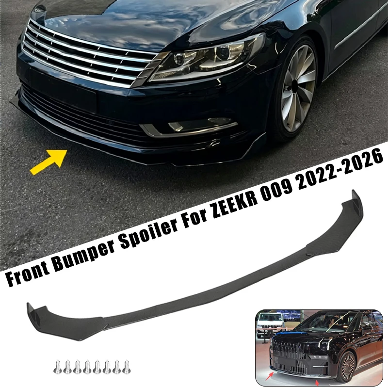 Sport Front Bumper Splitter Spoiler Lip For ZEEKR 009 2022-2026 5Pcs Adjustable Sectional Car Exterior Tuning Body Kit