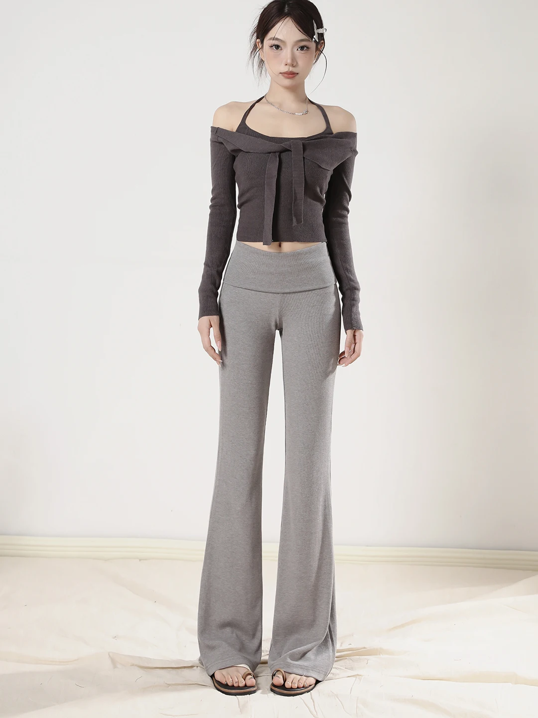 Etam American Sle Hohe Taille Abnehmen Micro Schlaghose Damen Lazy Yoga Sport Freizeithose Niedrige Taille Elastisch