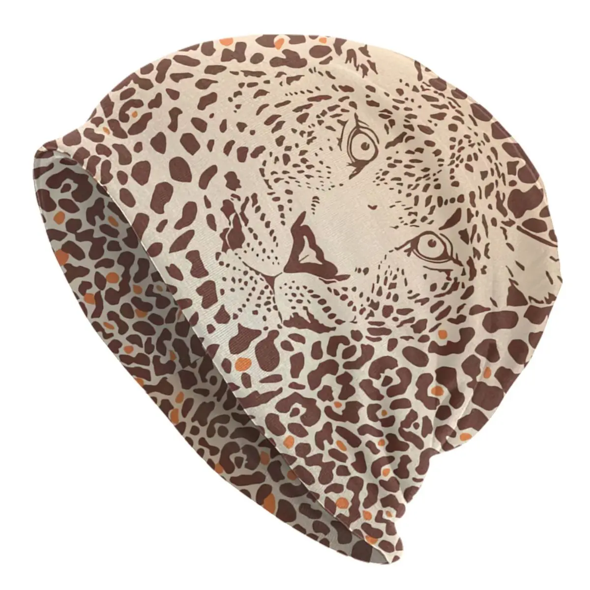 Tropical Wild Animal Leopard Skin Leather Texture Bonnet Hats Street Knitted Hat For Women Men Winter Warm Skullies Beanies Caps