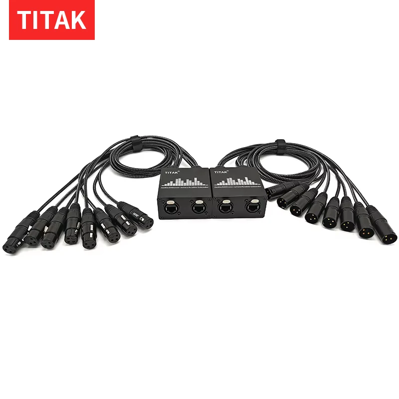 8CH Audio over Network Cable Extender Professional Gold Plated for Musical Instrument and Band XLR Audio Extender Stage Box
