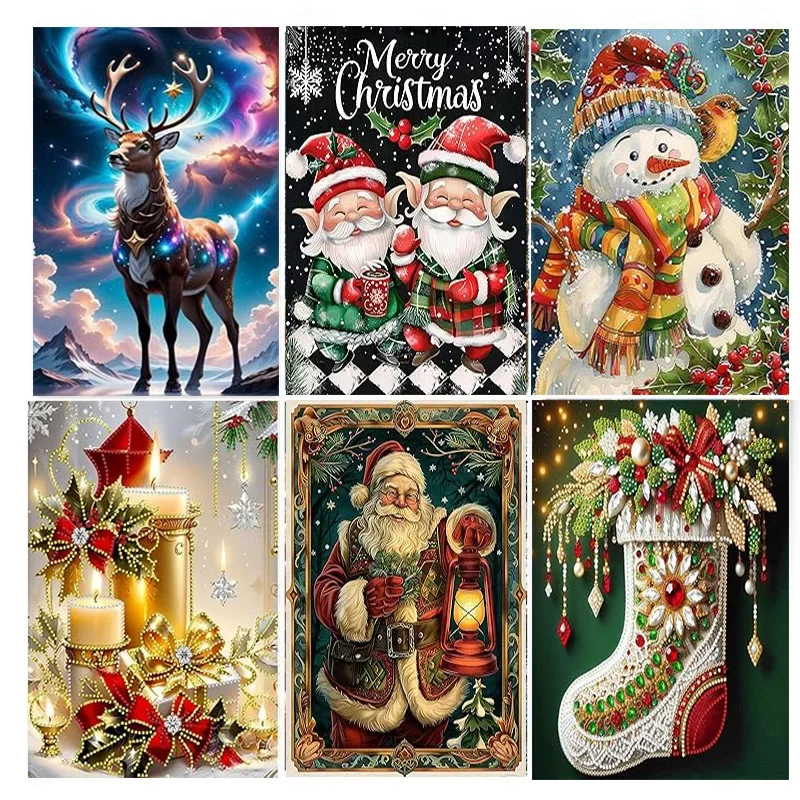 AB Diamond Painting, Christmas 5D Diamond Painting Set for Adults and Beginners, DIY Mosaic Christmas Decoration Special