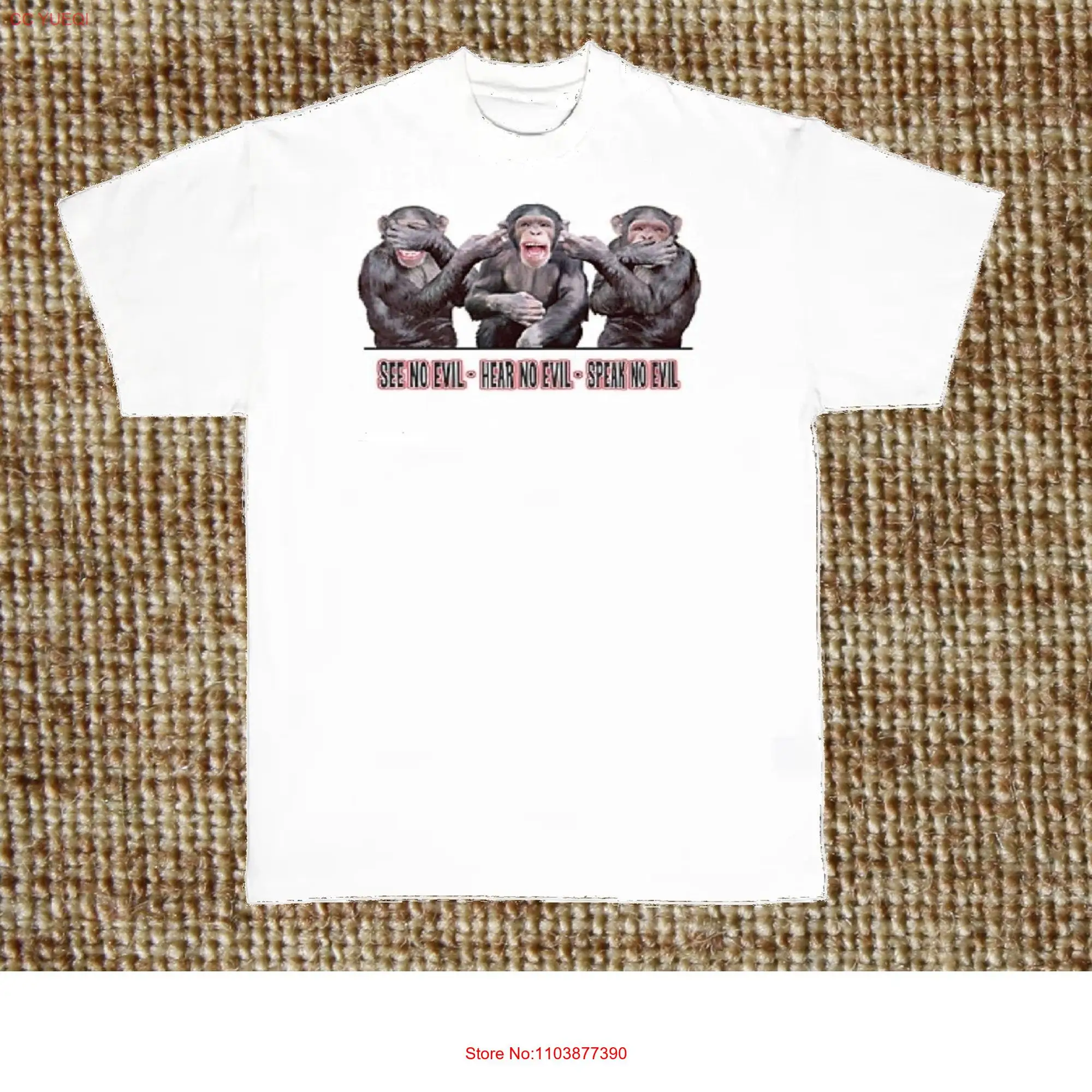 Футболка с изображением шимпанзе See Speak Hear No Evil SweaT Доступна по запросу с длинными или короткими рукавами 620.