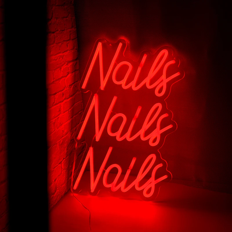 Nails Nails Nails Neon Sign Beauty Room Decor for Lashes Nail Shop Studio Room Welcome Hanging Decoration Led Custom Sign