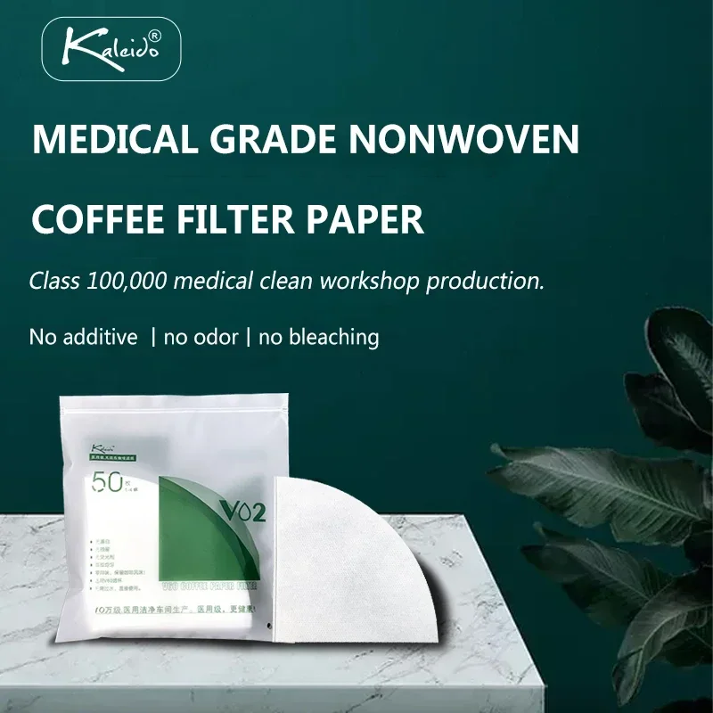 50/100Pcs Disposable Nonwoven Coffee Filter Kaleido Coffee Filter Paper V-shape Coffee Dripper Medical Grade Non-fluorescent