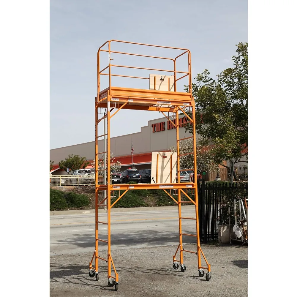 

Multipurpose Maxi Square Baker Style Scaffold Tower Package - 12 Feet, 1,000 Pound Capacity With Hatch Deck Guard Rail and