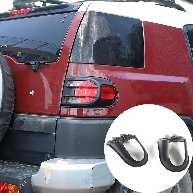 2Pcs For Toyota FJ Cruiser 2007-2021 ABS Matt Black/Silver Car Rear Taillight Tail Light Lamp Cover Trim Sticker Accessories