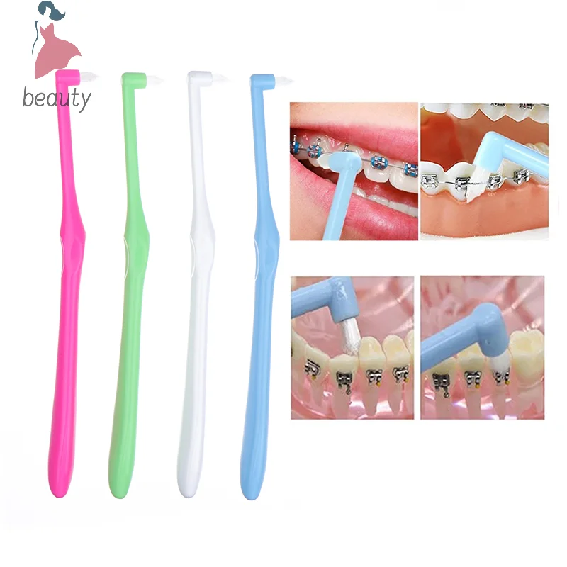 4Pcs Orthodontic Interdental Brush Single-Beam Soft Teeth Cleaning Toothbrush Oral Care Tool Small Head Soft Hair Implant Adult