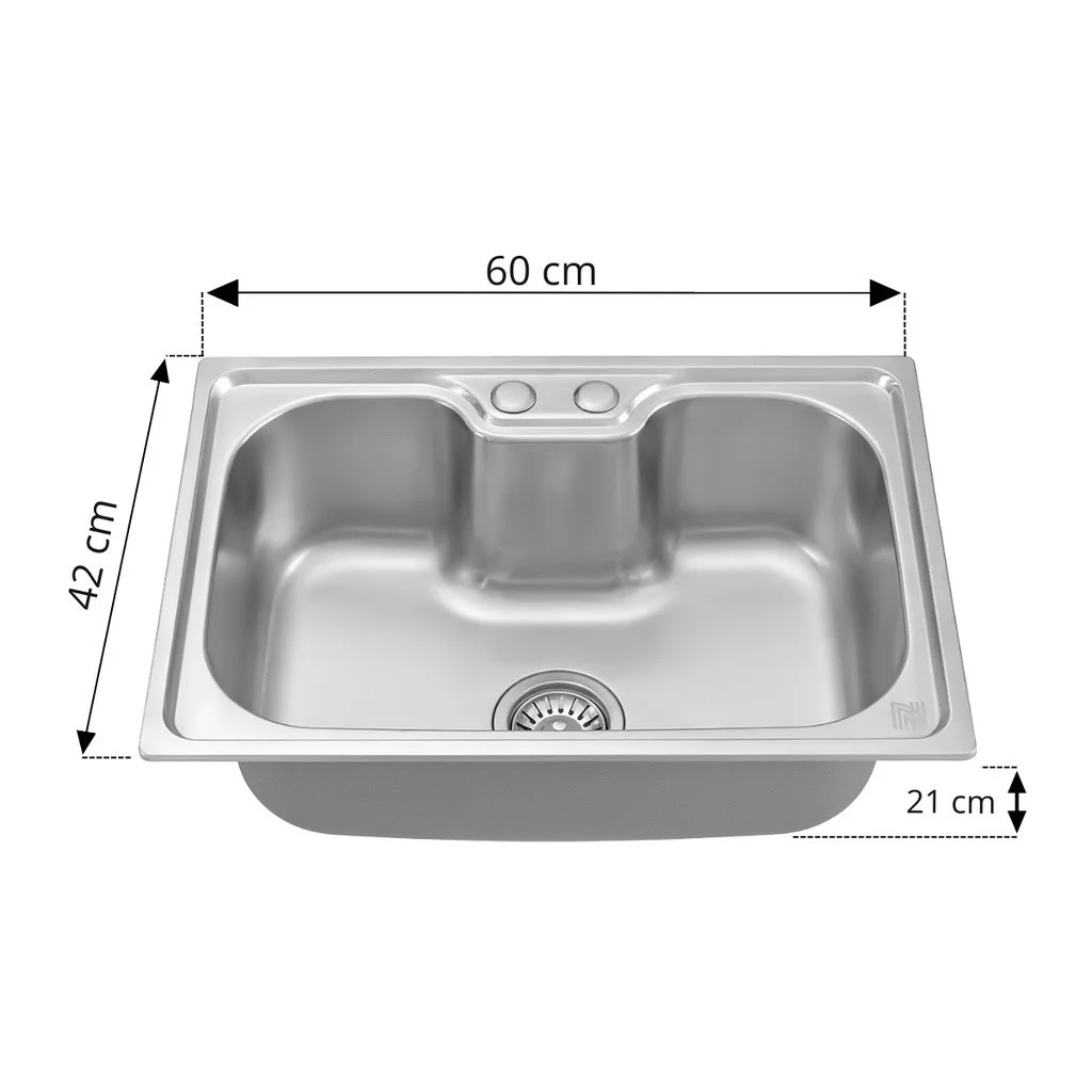 Kitchen sink Cuba for gourmet kitchen stainless steel sink with accessories 60x42x21cm