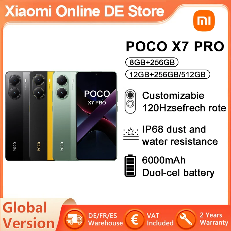 Xiaomi POCO X7 Pro Global Version 5G Smartphone 6.67 inch 120Hz AMOLED Dimensity 8400-Ultra 6000mAh 90W HyperCharge