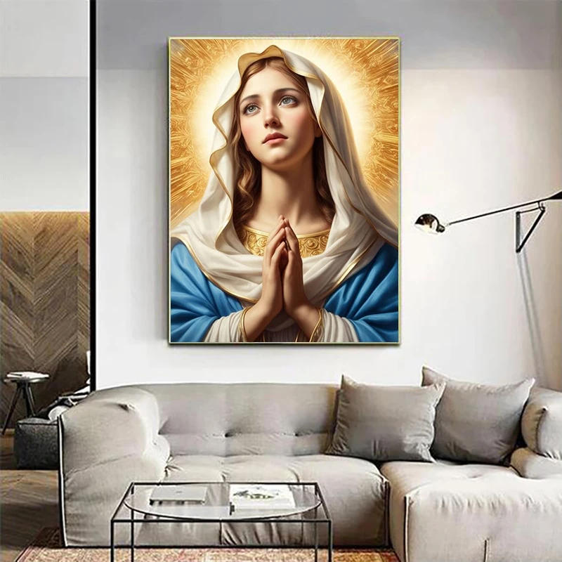 5D DIY Religious Diamond Painting Kit Our Lady Cross Embroidery Handmade Diamond Mosaic Art Gift