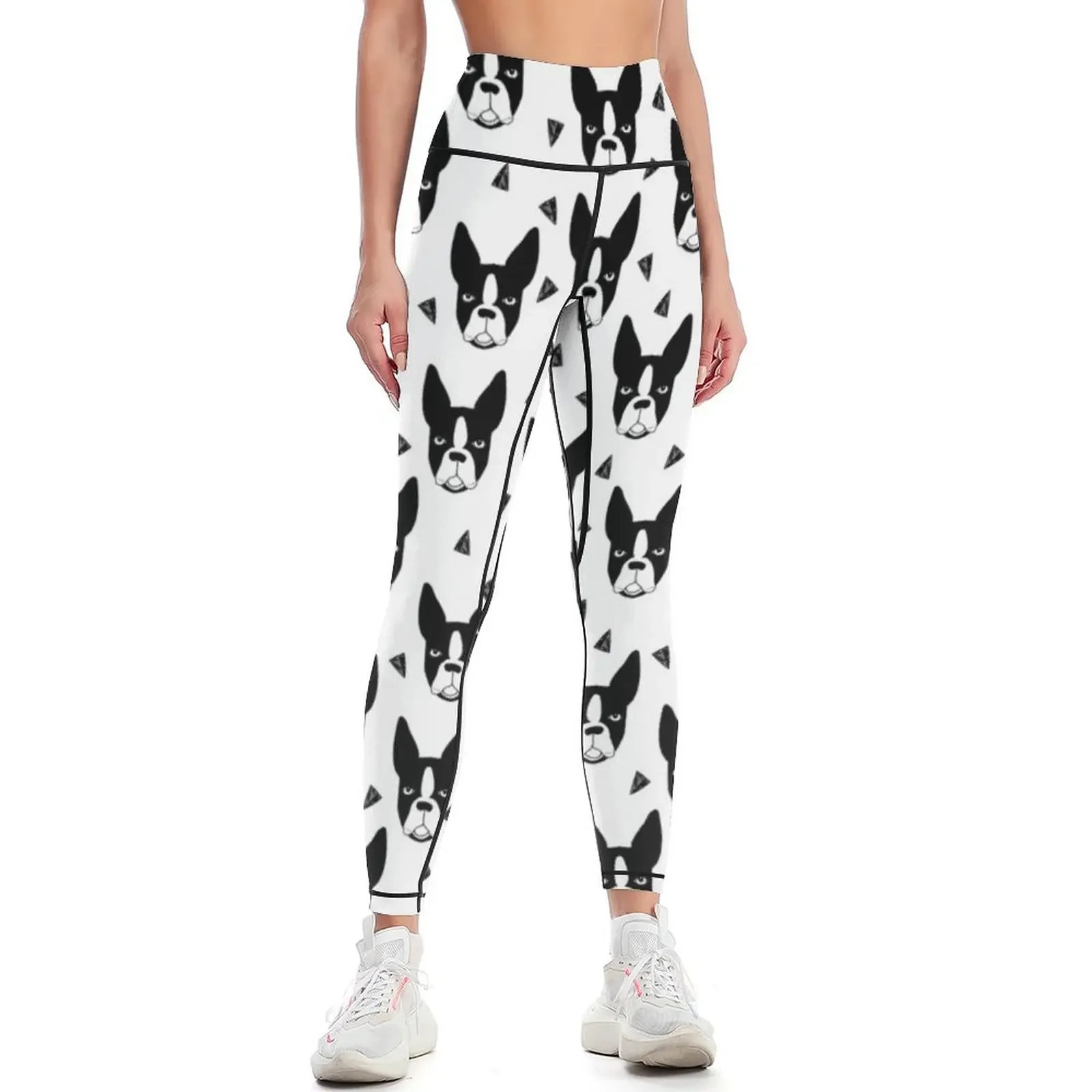 

Boston Terrier - White Leggings Women sportwear Legging sexy woman gym clothing Womens Leggings