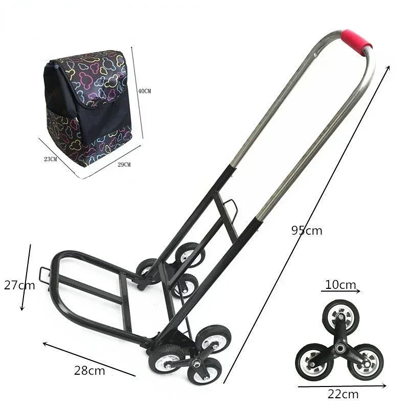 Folding Cart Hand Pulling Car Household Grocery Shopping Rod Goods Upstairs Carry Climbing Stairs Load Trailer