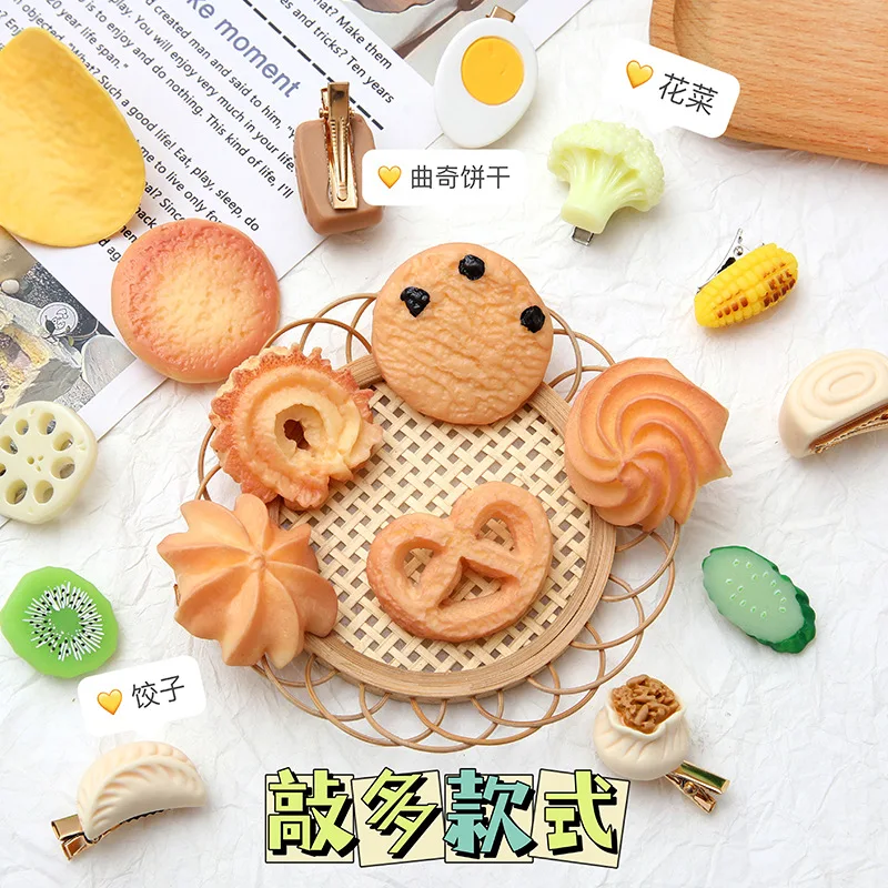 Creative Simulation Cookies Hair Clips for Girls Fun Food Funny Hairpins Women Girls Fashion Hair Accessories