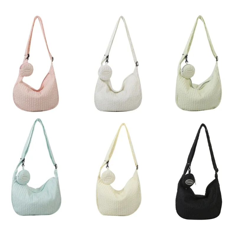 

Nylon Bag Ruched Design Satchel Bag Pleated Cloud Korean Style Shoulder Crossbody Bag for Girl Women