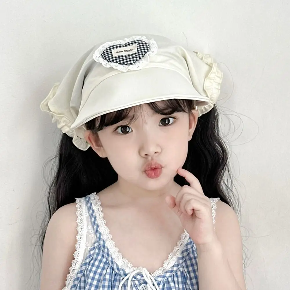 

Korean Children's Plaid Lace Hat Triangle Quick-dry Hair Scarf Cap Sweet Spring Summer Sunscreen Hat Girls
