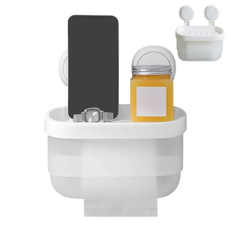 

Suction Toilet Tissue Box Flushable Suction Cup Toilet Paper Holder No Drilling Large Capacity Wipes Dispenser Space Saving