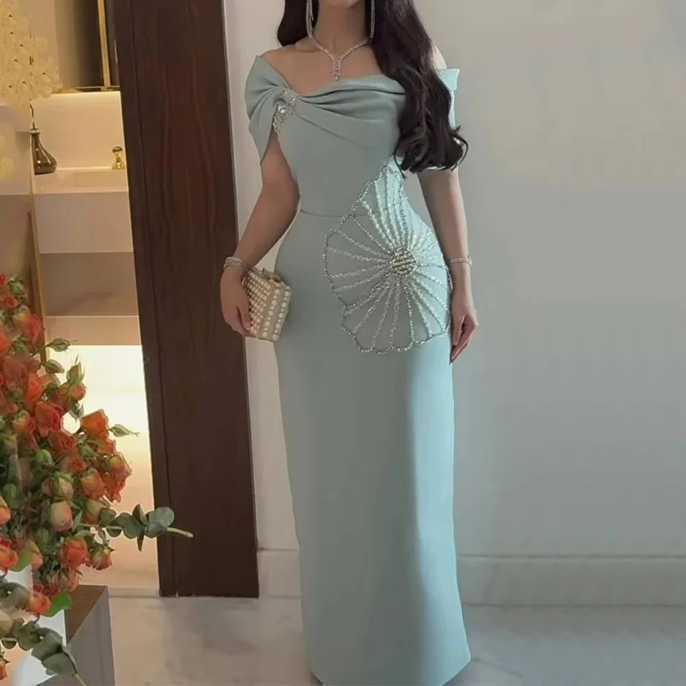

Best Selling Off The Shoulder Evening Dresses Charming Ruffles Prom Dress Exquisite Beading Party Gown فساتين سهرة Customized