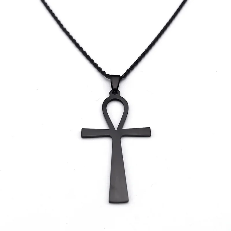 Ankh Cross Key of Life Necklace for Women Men Stainless Steel Silver Color Egyptian Protection Necklaces Jewelry N6226S02