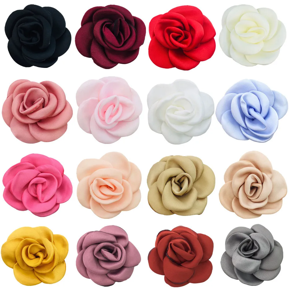 

500pcs 5.5cm Burnt Edge Camellia Clothing Accessories Rose Flower Headdress Necklace Cloth Shoe Bag Decoration Corsage