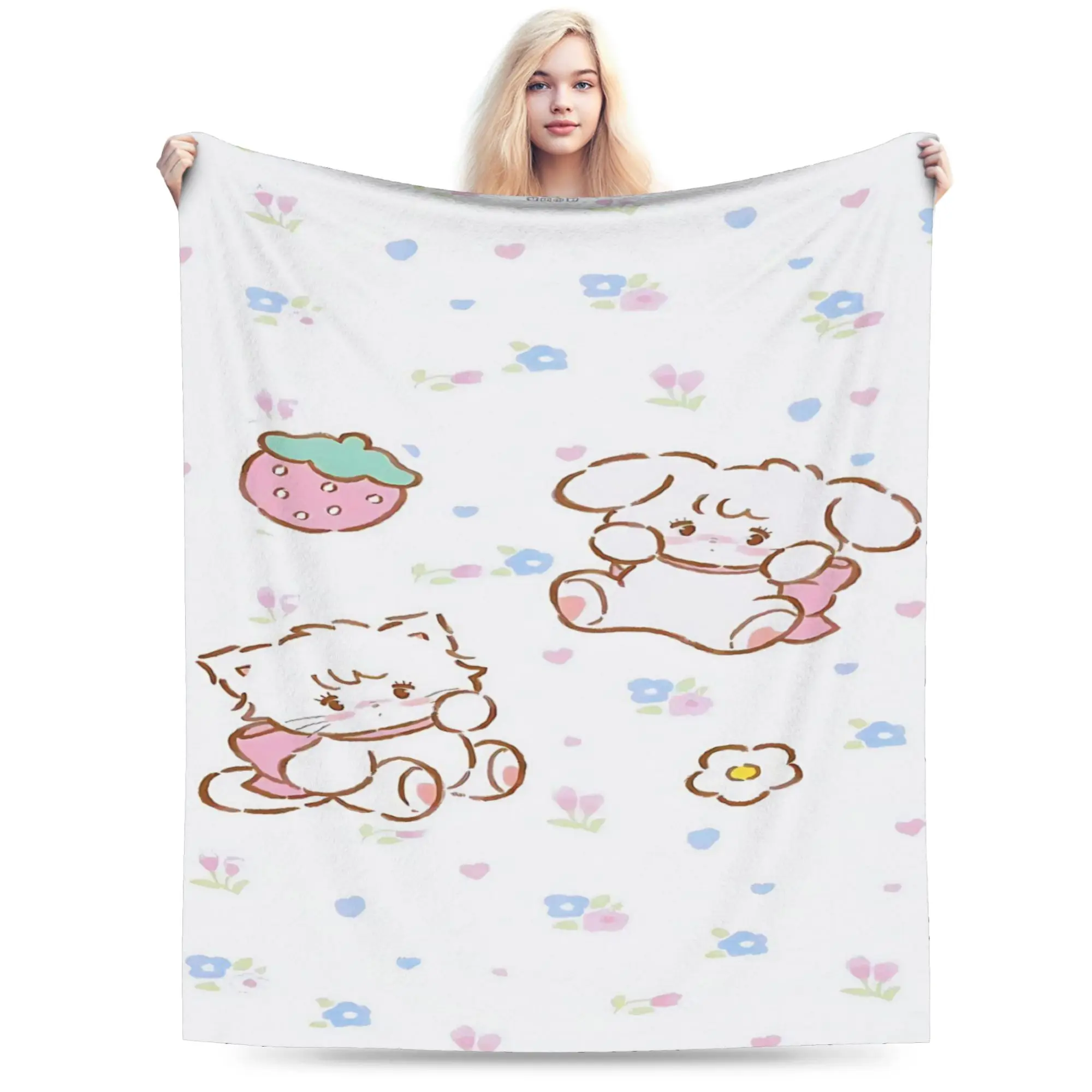 pink cartoon Mikko Mousse  Blanket Multi-size Cozy and Lightweight  Throw Blankets for Couch Sofa and Bed