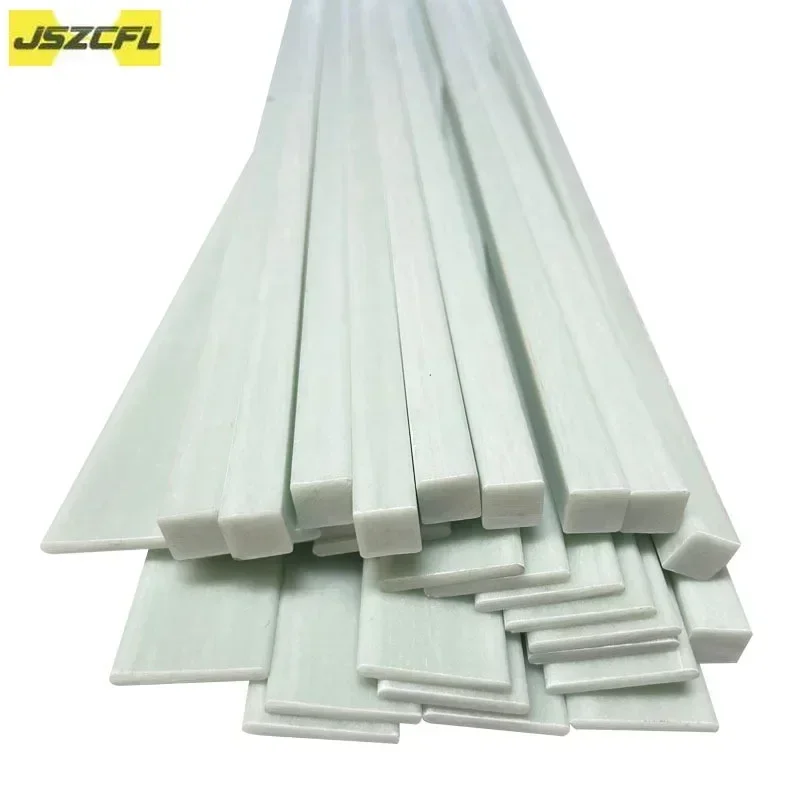 8Pcs 500mm White Fiberglass Square Rod, 5-10mm Insulated FRP Bar for Agriculture, Industrial & DIY Applications