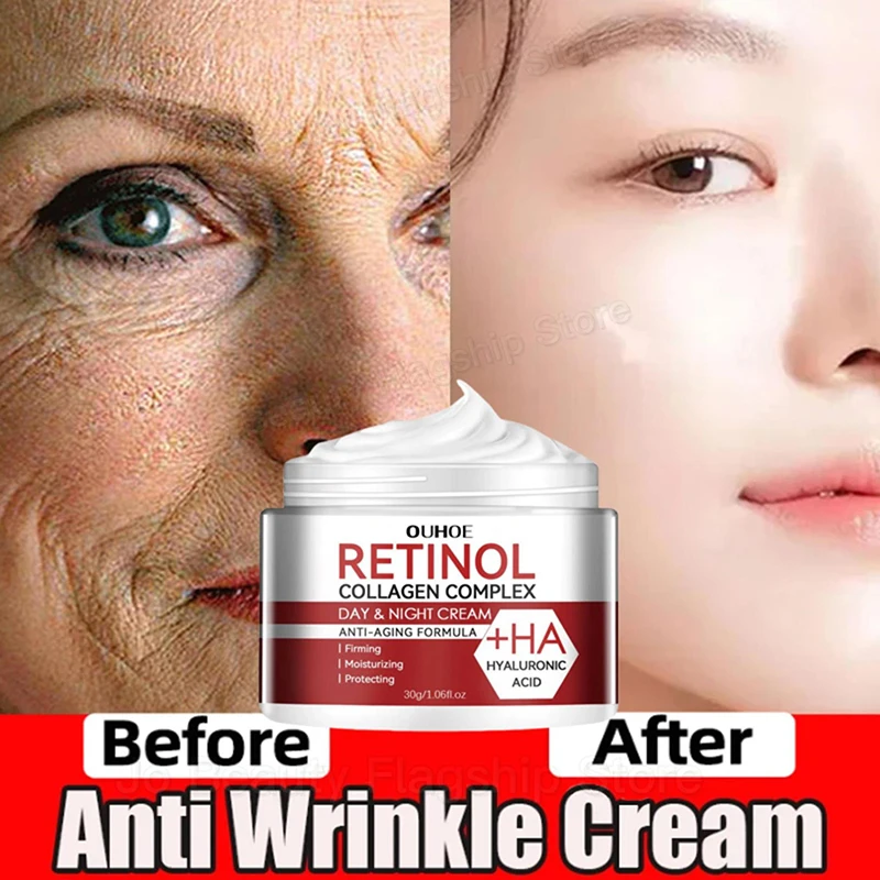 Instant Remove Wrinkle Cream Retinol Facial Anti Aging Reduce Neck Wrinkles Fade Fine Lines Lift Firming Moisturizing Skin Care