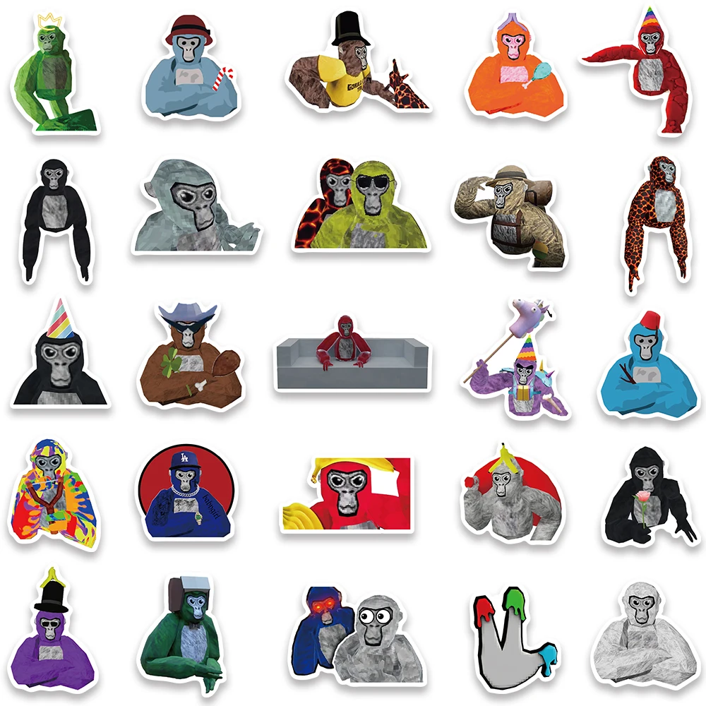 50PCS Gorilla Tag Game Cool Art Funny Stickers Aesthetic Graffiti Skateboard Decals Scrapbooking Laptop Bottle Sticker Gift