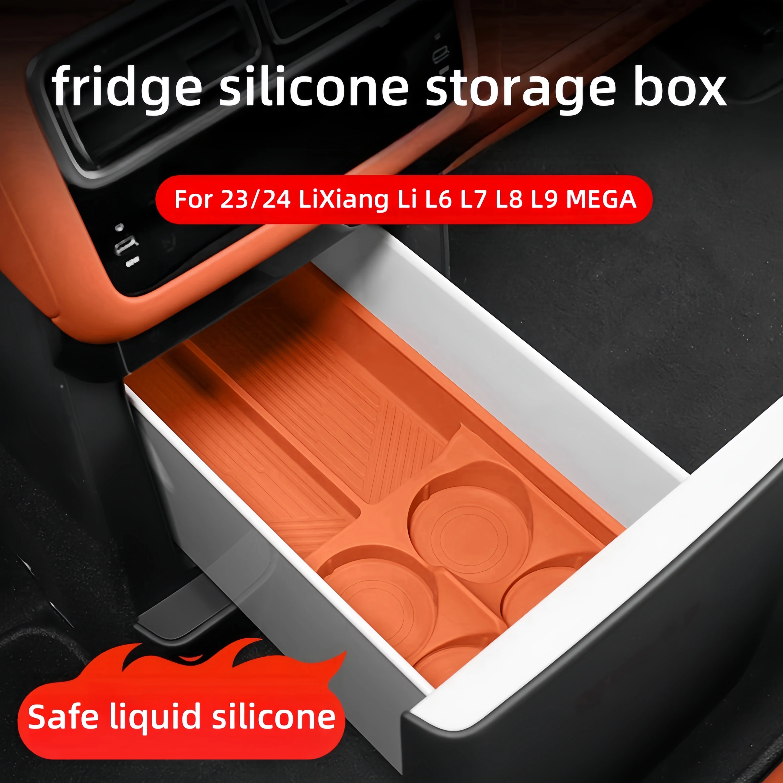 

For LEADING IDEAL LiXiang L6 L7 L8 L9 2024 Car Refrigerator Beverage Compartment Anti-slip Protection Silicone Holder Water Coas