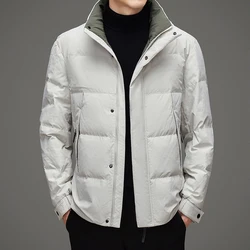 White Duck Down Jackets 2024 Autumn Winter Men's Warm Short Style Puffer Coat Outwear Solid Color Windproof Casual Down Clothing